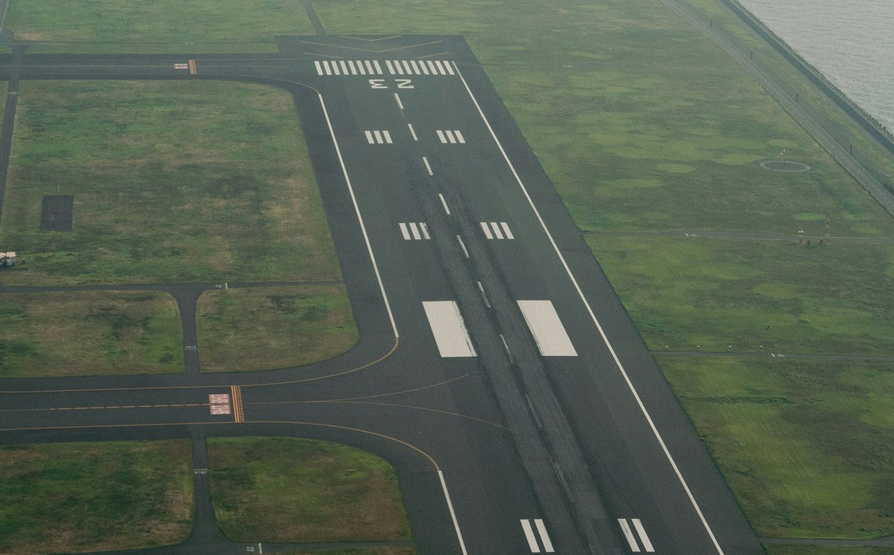 Aerial view of the completed runway