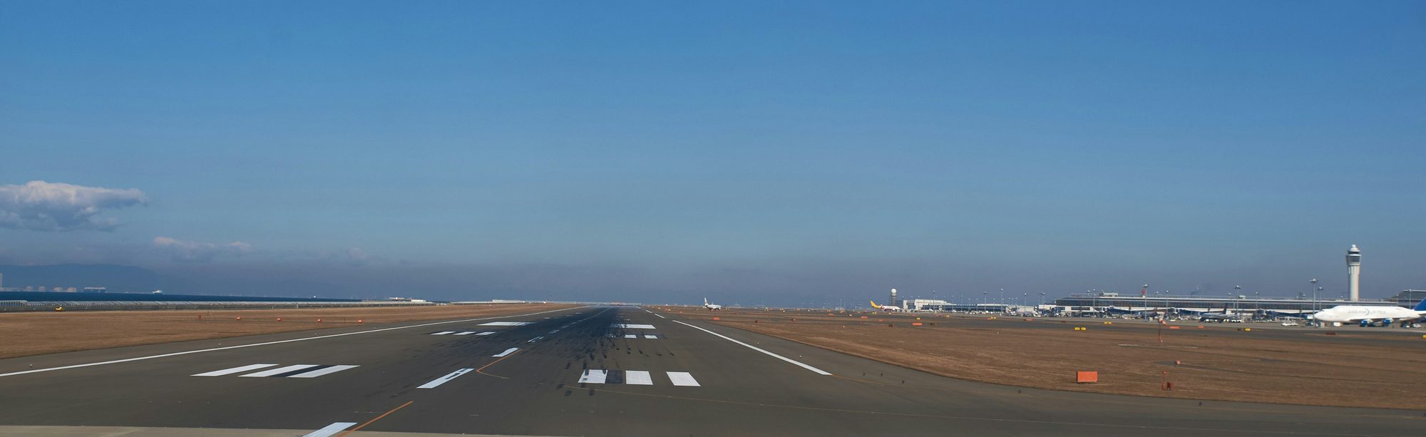 The completed runway in operational use